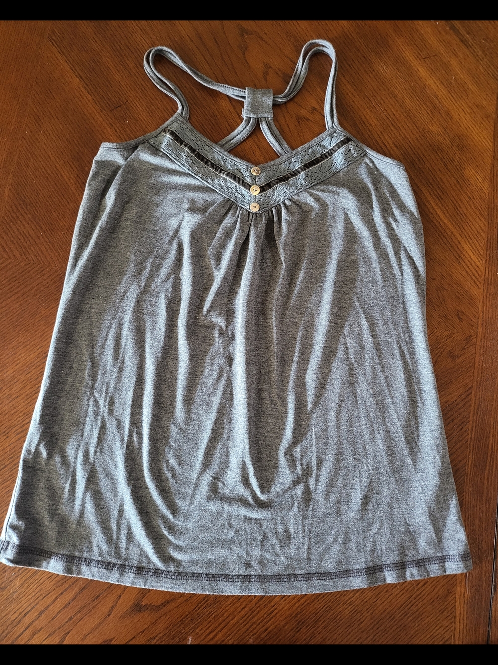 Papaya Gray Lace-Trim Racerback Tank